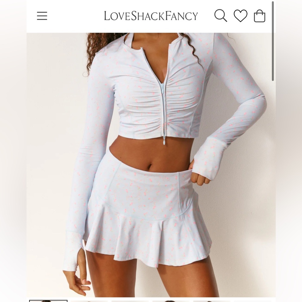 LoveShackFancy Sindri Floral Active Track Jacket NWT Blue Size M